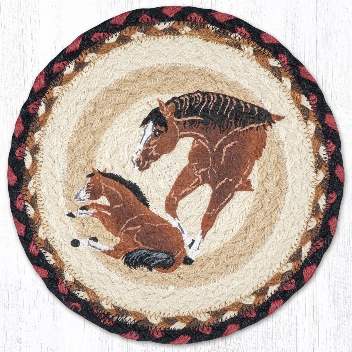 Picture of Earth Rug 80-319MP 10 x 10 in. MSPR-319 Mom & Pony Printed Braided Round Trivet&#44; Multi Color