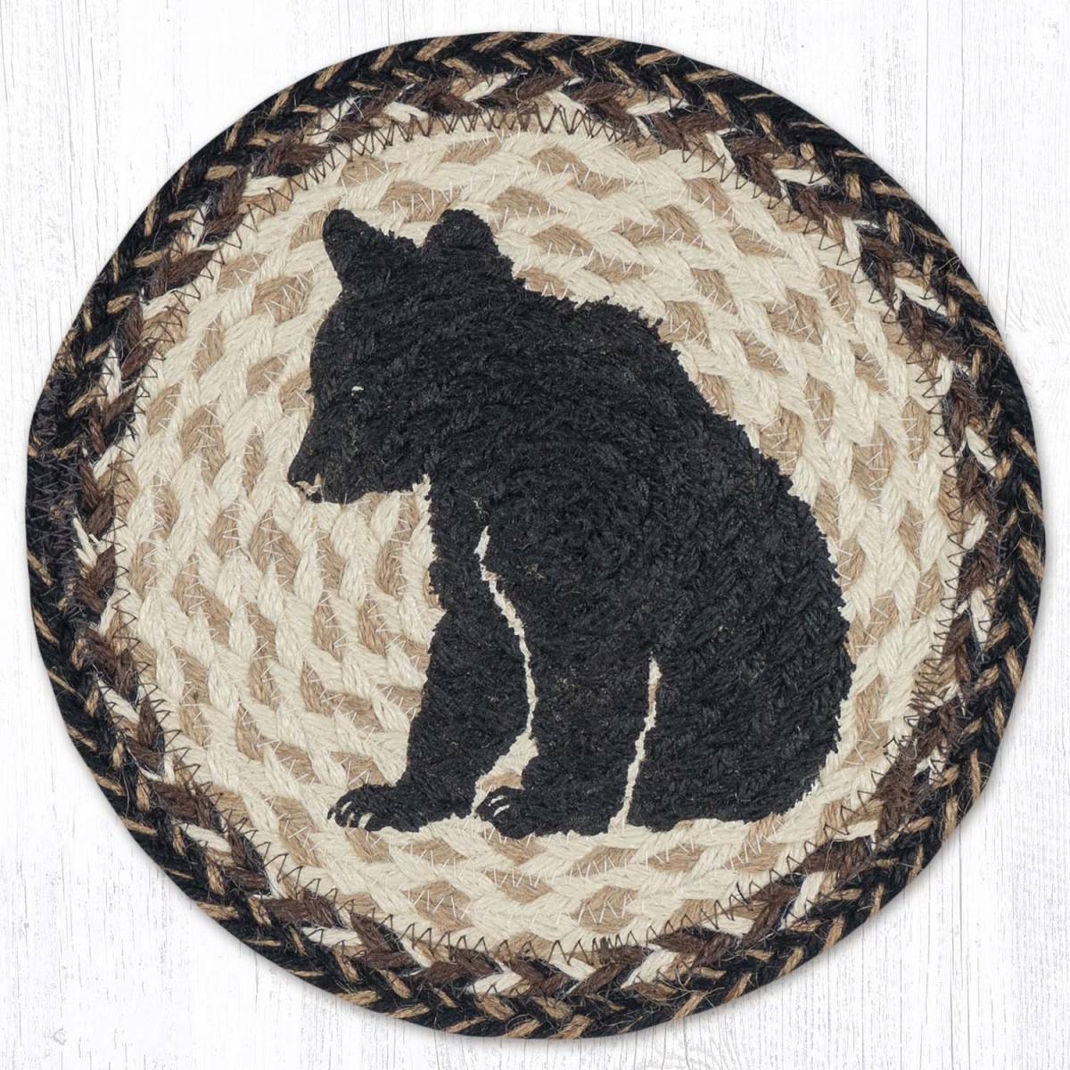 Picture of Earth Rug 80-9-093BCS 10 x 10 in. MSPR-9-93 Bear Cub Silhouette Printed Braided Round Trivet, Multi Color