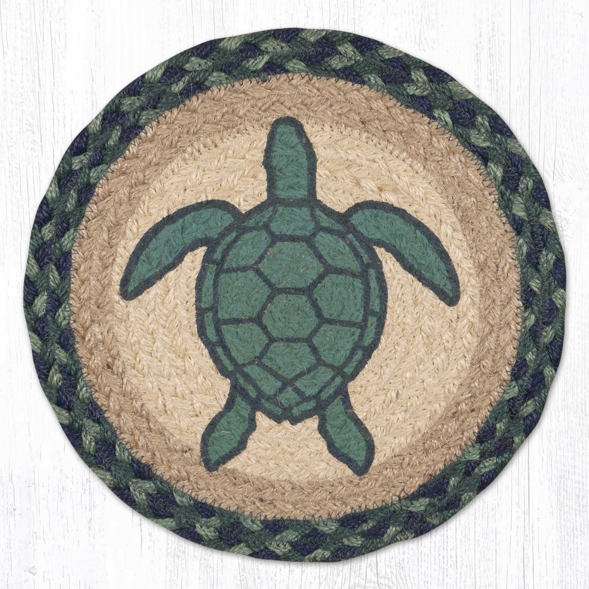 Picture of Earth Rug 80-359AT 10 x 10 in. MSPR-359 Aqua Turtle Printed Braided Round Trivet&#44; Multi Color