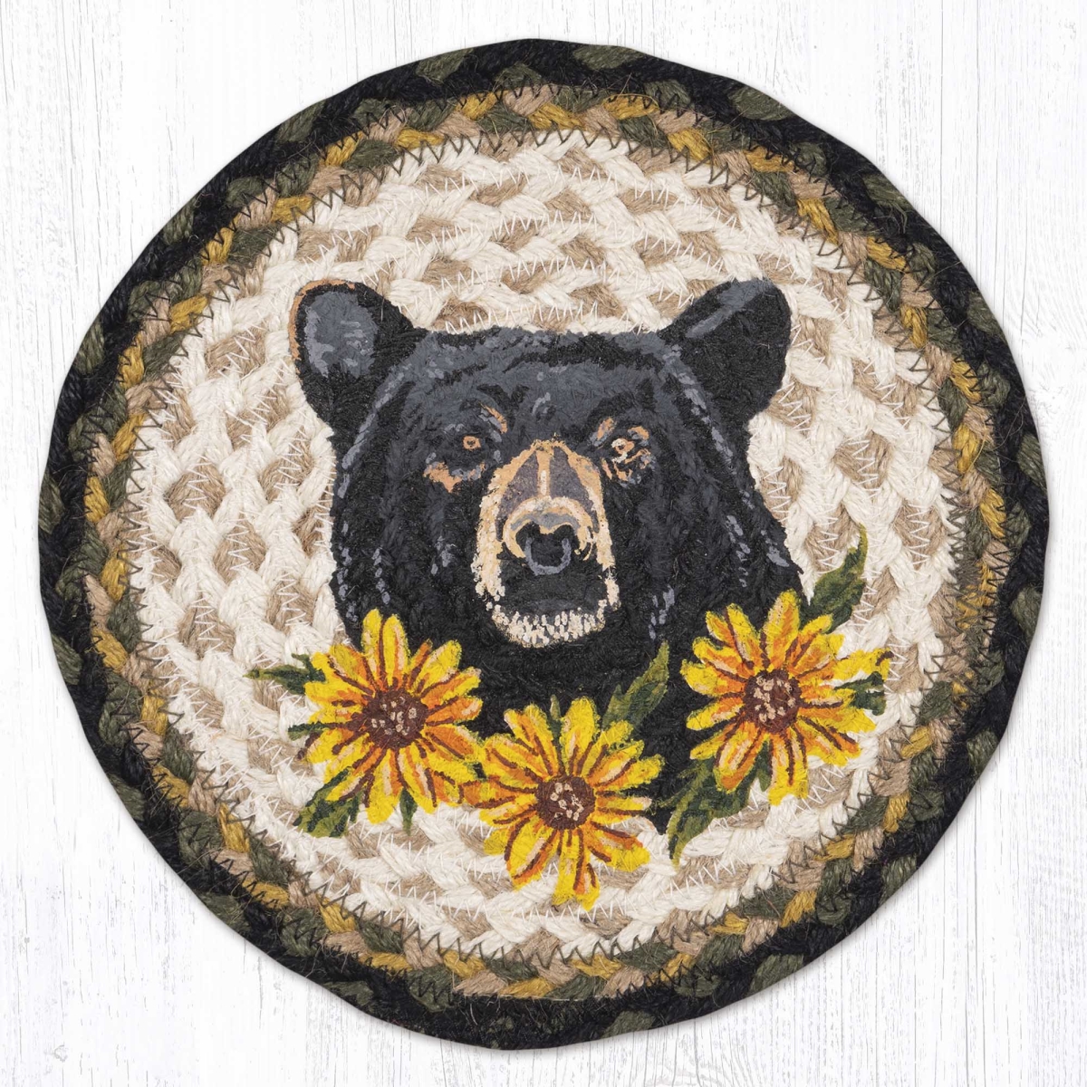 Picture of Earth Rug 80-116BF 10 x 10 in. MSPR-116 Bear Floral Printed Braided Round Trivet&#44; Multi Color