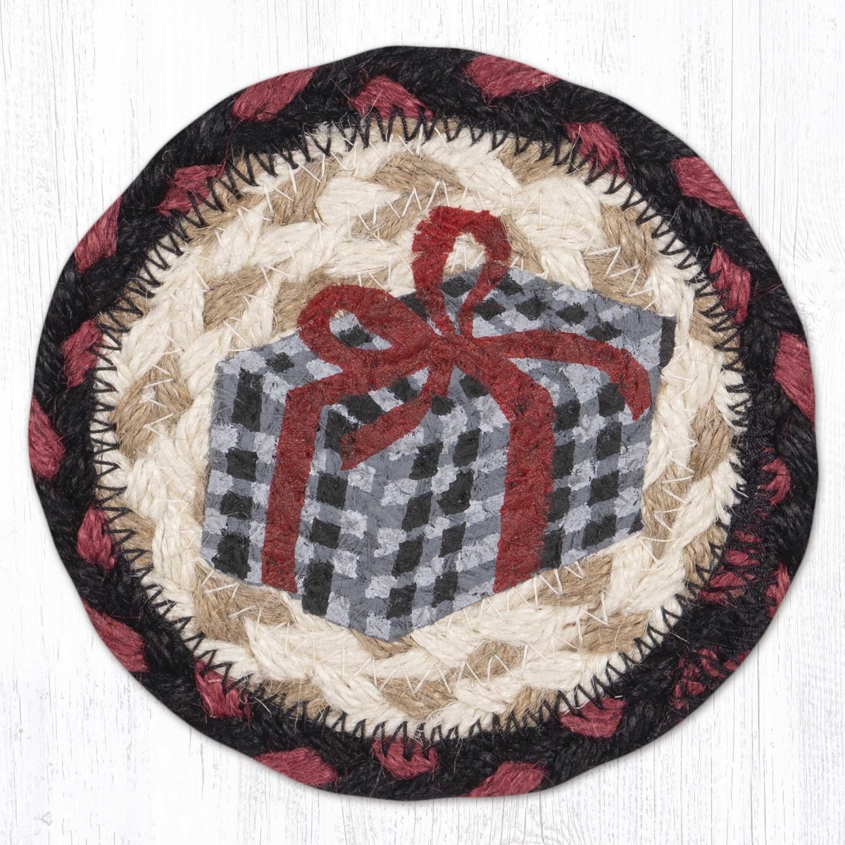 Picture of Earth Rug 31-IC019HG 5 x 5 in. Holiday Gatherings Printed Braided Coaster, Multi Color