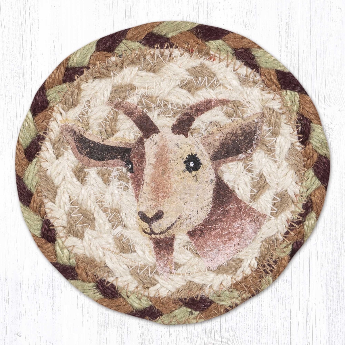 Picture of Earth Rug 31-IC413NG 5 x 5 in. Nanny Goat Printed Braided Coaster, Multi Color