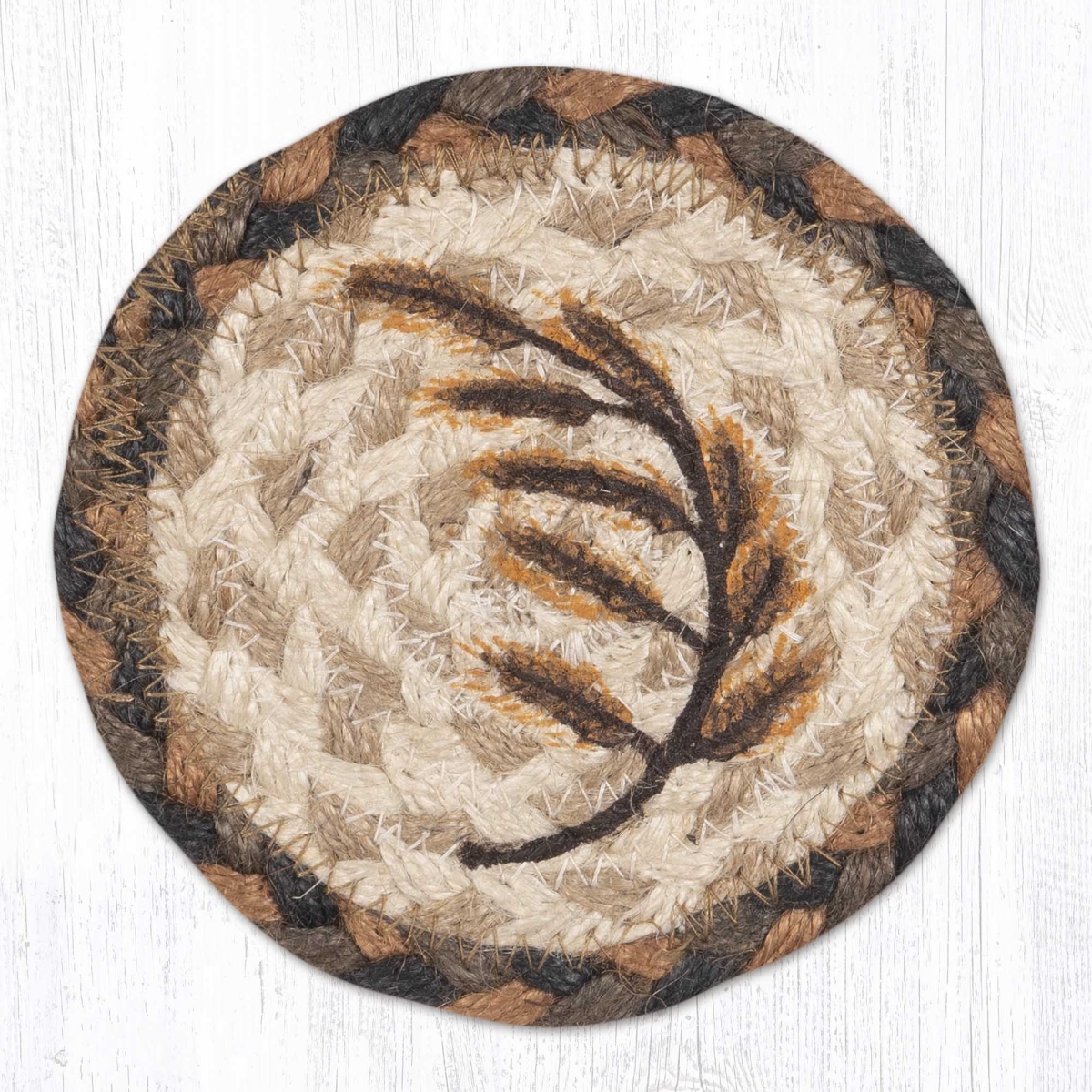 Picture of Earth Rug 31-IC802GW 5 x 5 in. Golden Wheat Printed Braided Coaster, Multi Color