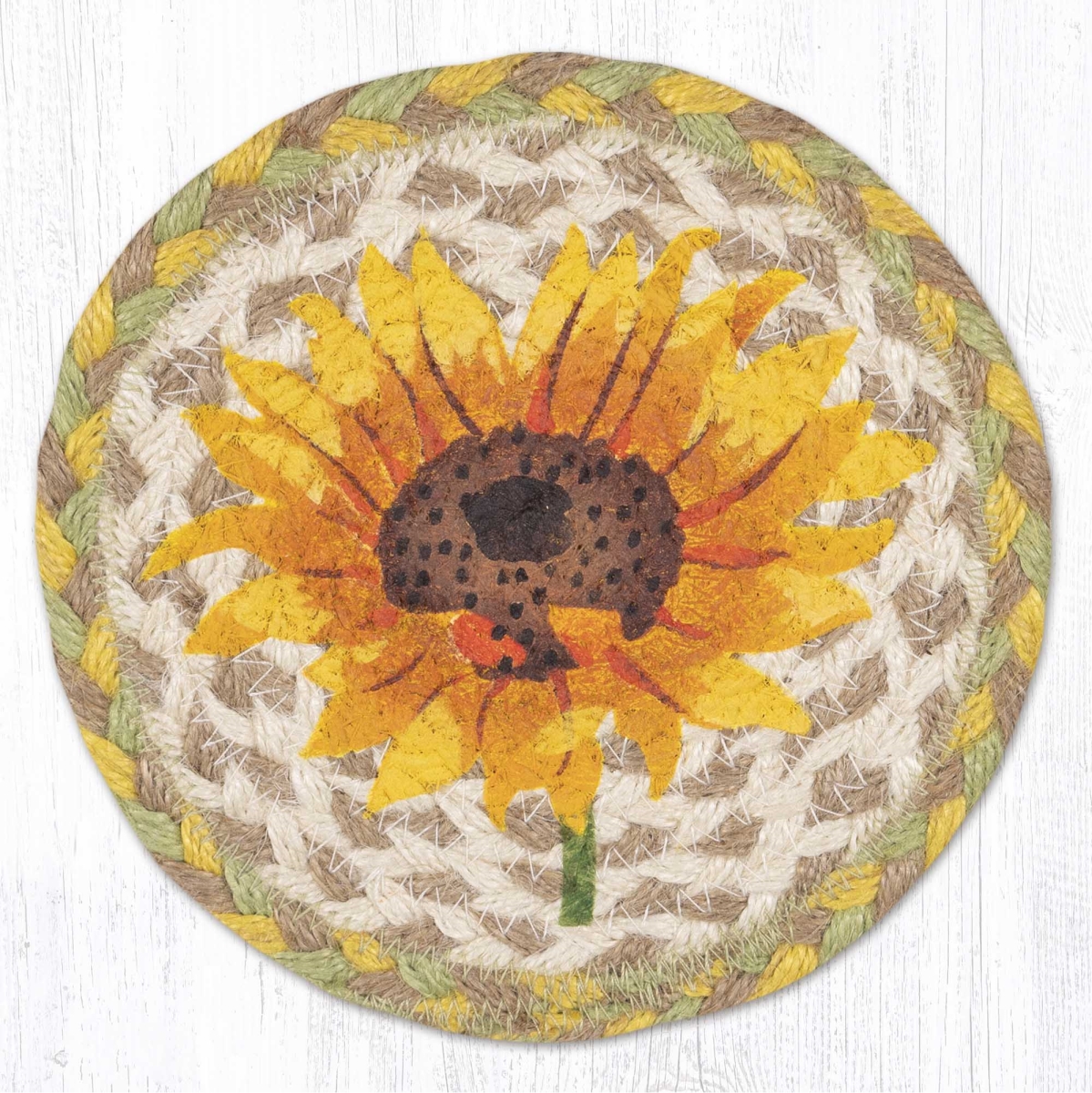 Picture of Earth Rug 79-654S 7 x 7 in. Sunflower Braided Round Large Coaster, Multi Color