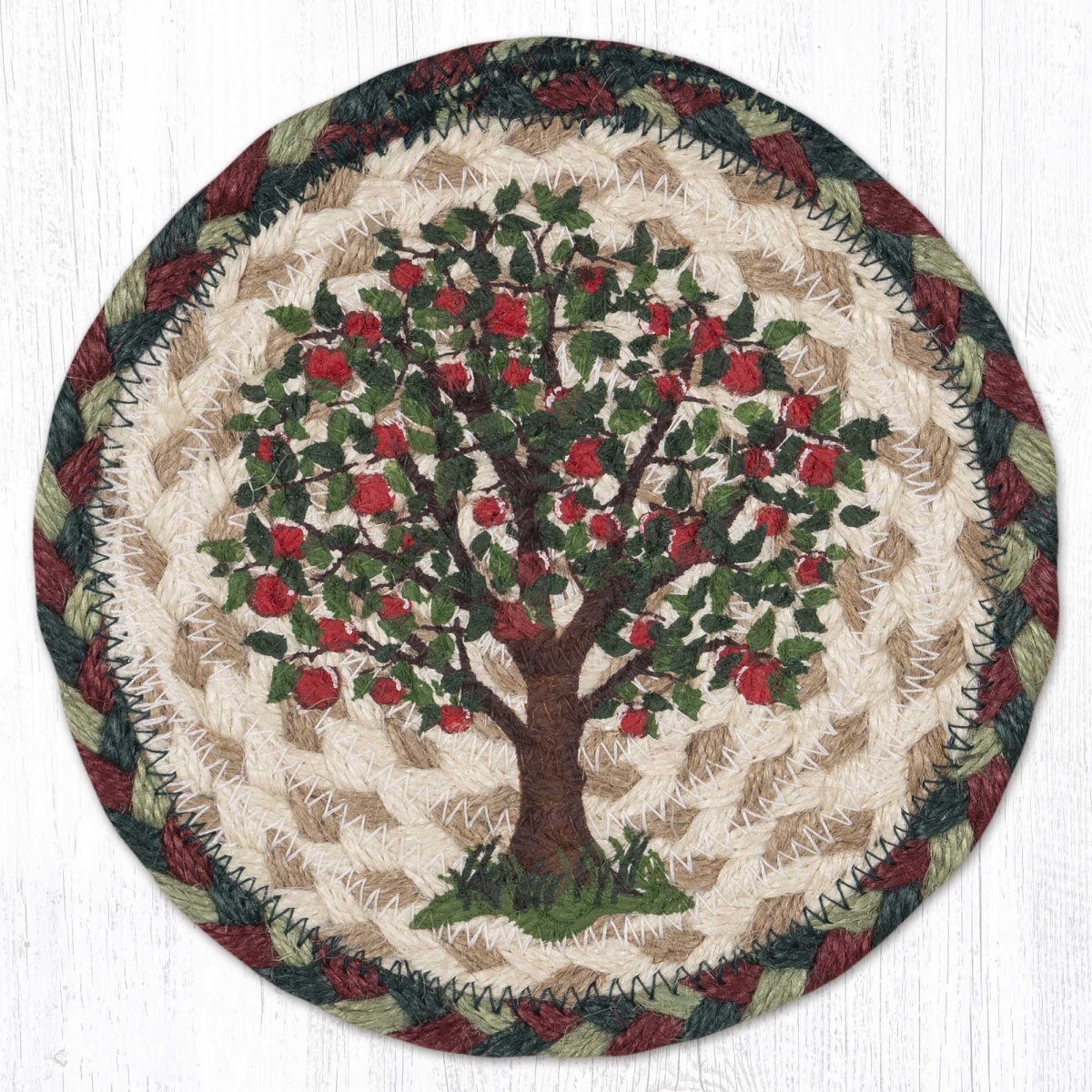 Picture of Earth Rug 79-801AT 7 x 7 in. Apple Tree Braided Round Large Coaster, Multi Color