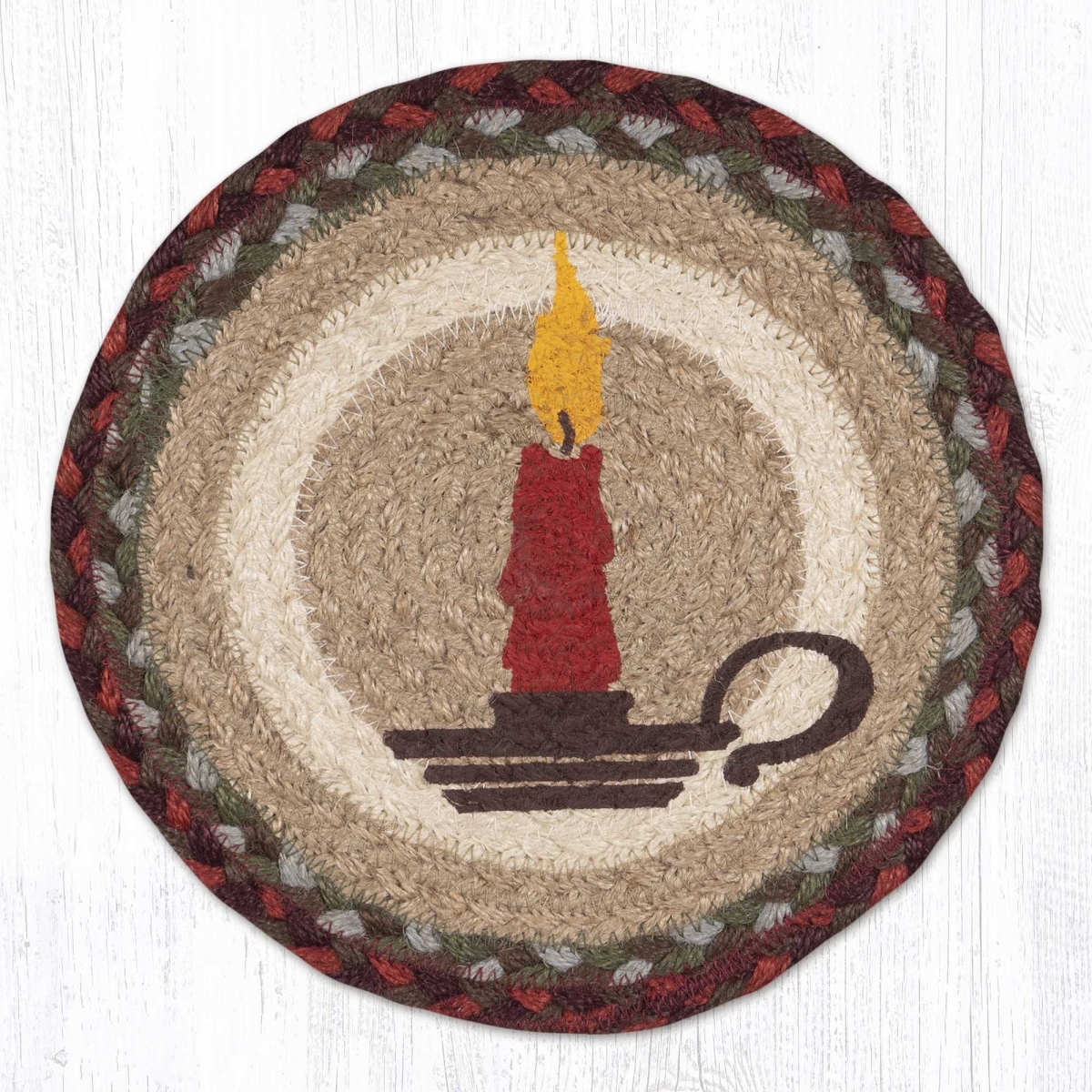 Picture of Earth Rug 80-417CC 10 x 10 in. MSPR-417 Christmas Candle Printed Braided Round Trivet&#44; Multi Color