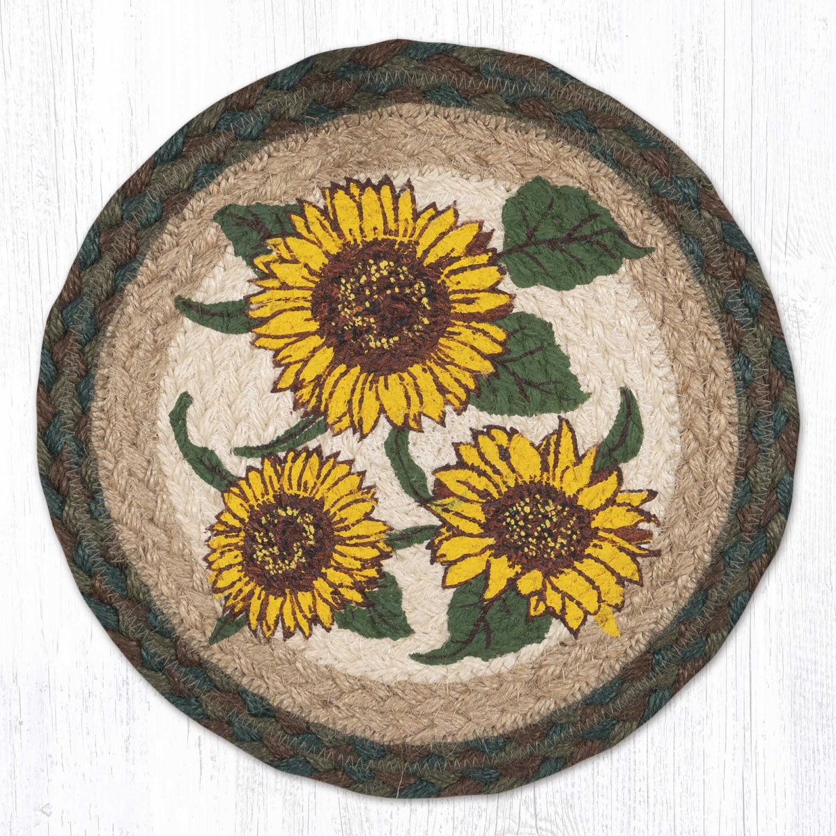 Picture of Earth Rug 80-448S 10 x 10 in. MSPR-448 Sunflower Printed Braided Round Trivet&#44; Multi Color