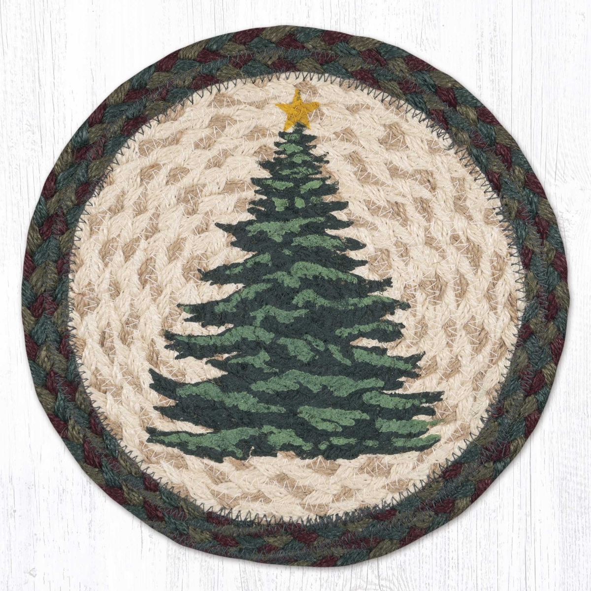 Picture of Earth Rug 80-508HT 10 x 10 in. MSPR-508 Holiday Tree Printed Braided Round Trivet&#44; Multi Color