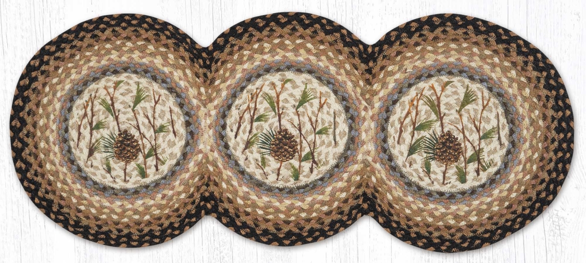 Picture of Earth Rug 95-783P 15 x 36 in. TCP-783 Pinecone Printed Braided Tri Circle Table Runner, Multi Color