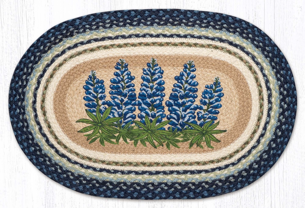 Picture of Earth Rug 65-062B 20 x 30 in. OP-62 Bluebonnet Oval Patch Braided Rug