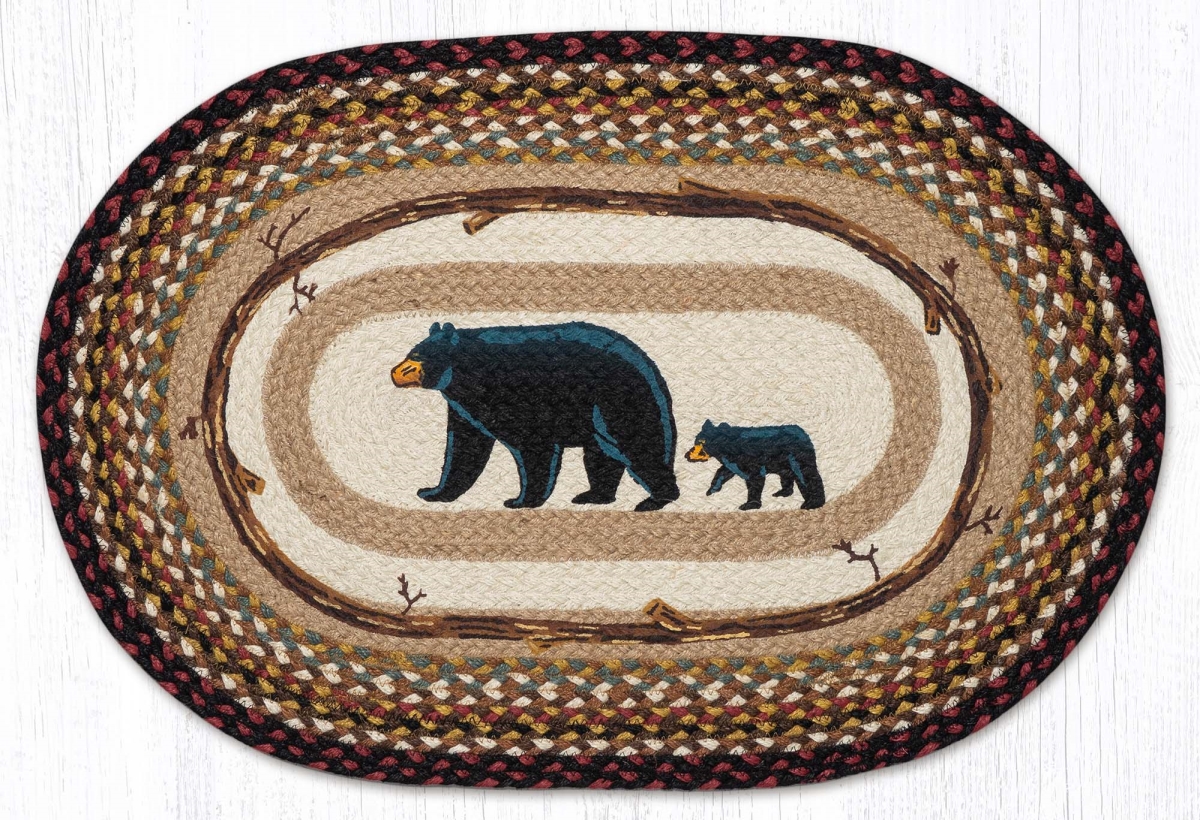 Picture of Earth Rug 65-319BMB 20 x 30 in. OP-319 Burgundy Mama Bear Baby Bear Oval Patch Braided Rug