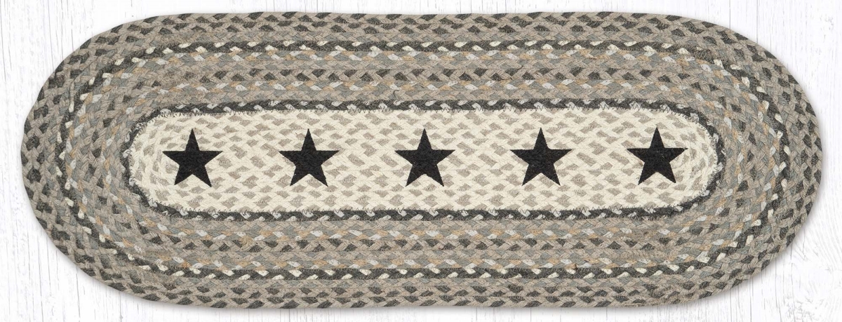 Picture of Earth Rug 68-890BS 13 x 36 in. OP-890 Black Stars Oval Table Runner