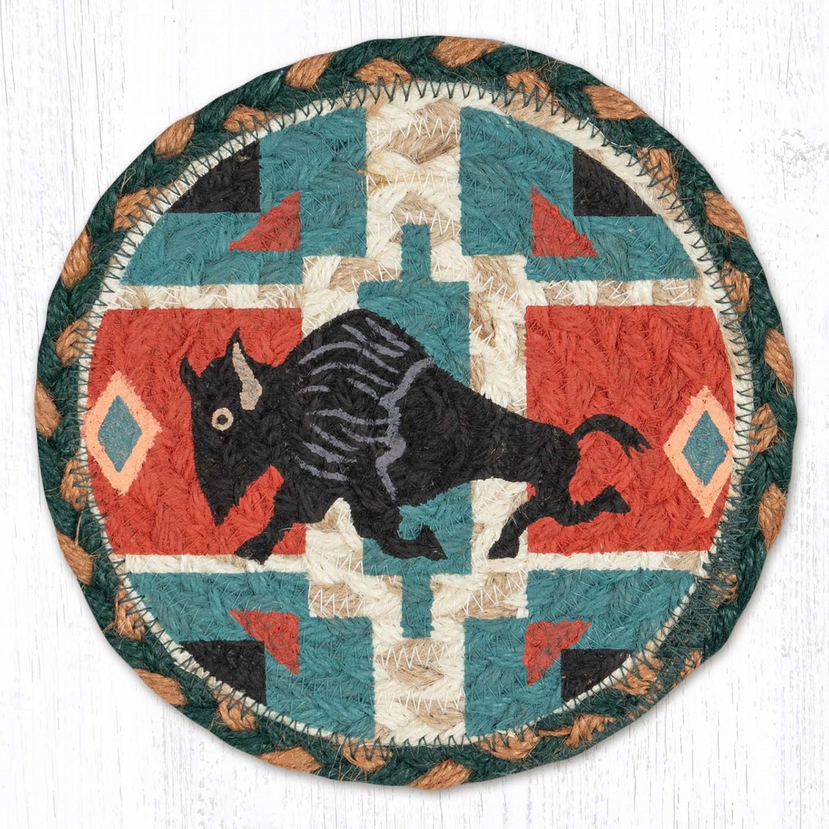 Picture of Earth Rug 79-865NAB 7 x 7 in. LC-865 Native American Buffalo Round Large Coaster