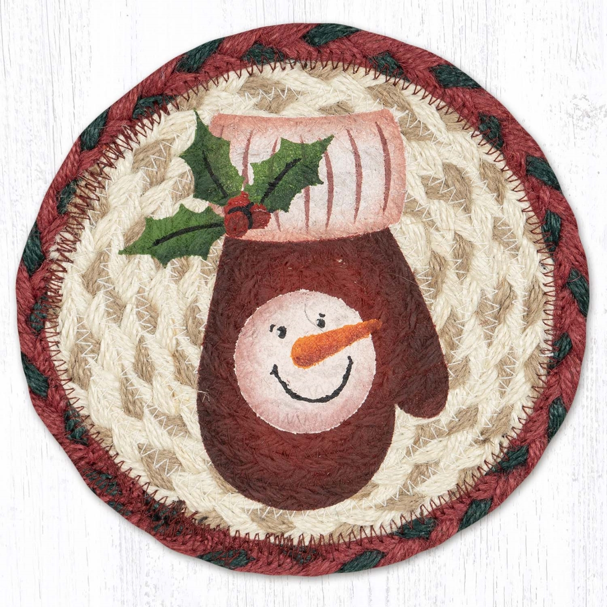Picture of Earth Rug 79-875SM 7 x 7 in. LC-875 Snowman Mitten Round Large Coaster