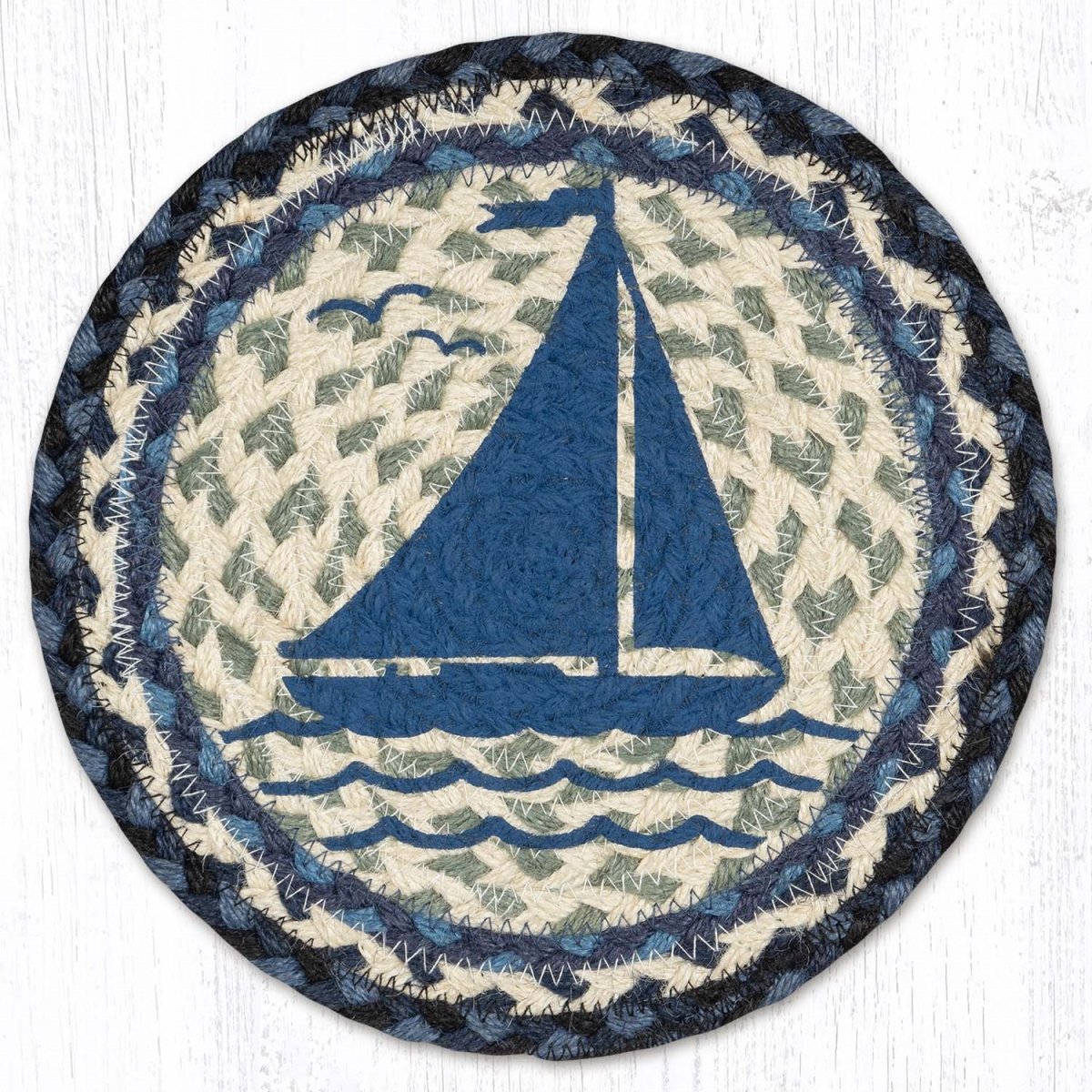 Picture of Earth Rug 80-443SA 10 x 10 in. MSPR-443 Sailboat Printed Round Trivet