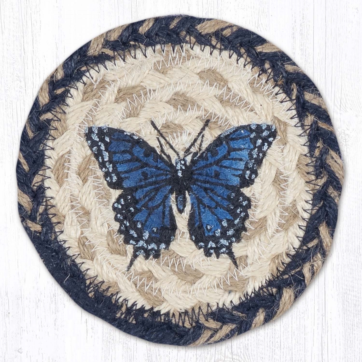 Picture of Earth Rug 31-IC9-921BS 5 x 5 in. Blue Swallowtail Printed Braided Coaster, Multi Color