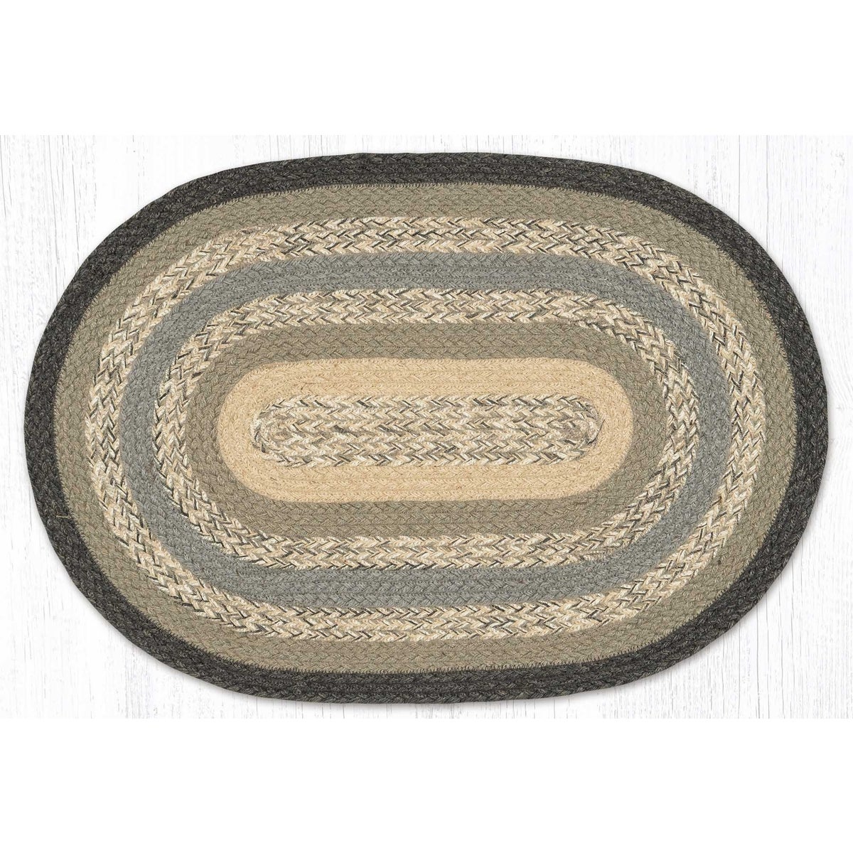 04903 3 x 5 ft C903 Charcoal44 Gray  Ivory Oval Braided Rug