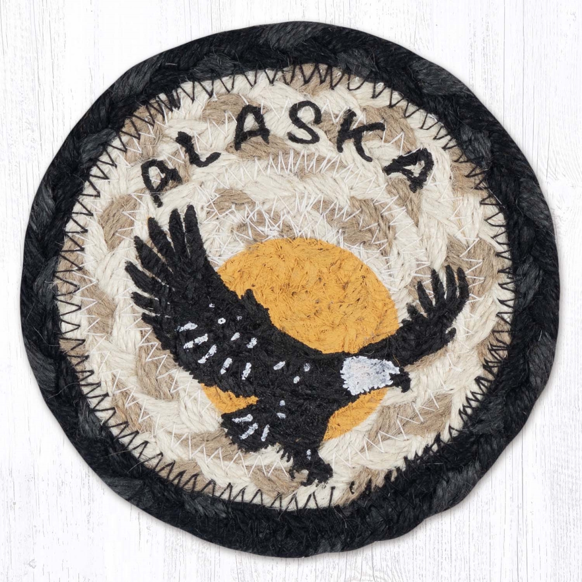 Picture of Earth Rug 31-IC238EA 5 x 5 in. Eagle Silhouette Printed Braided Coaster, Multi Color