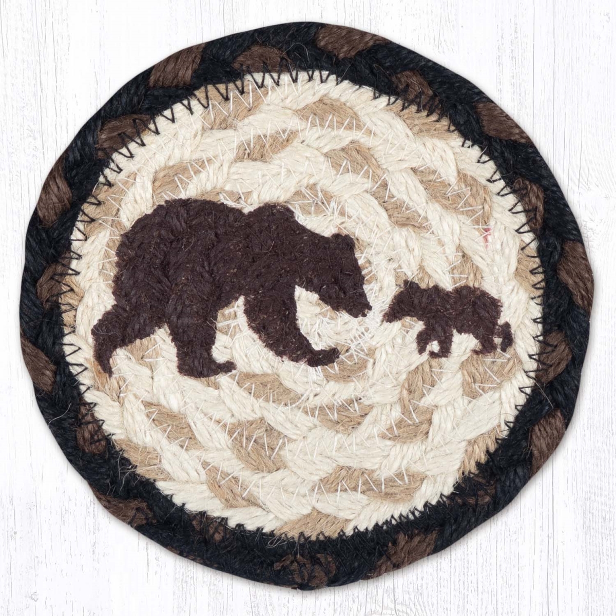 Picture of Earth Rug 31-IC313HBC 5 x 5 in. Happy Bear Cub Printed Braided Coaster, Multi Color