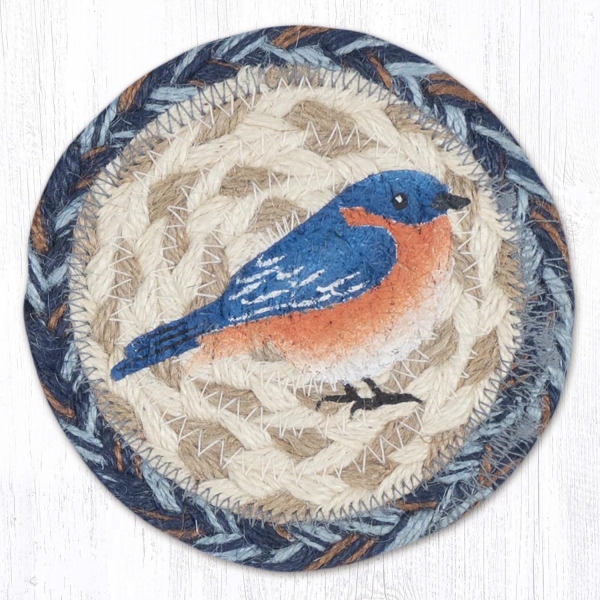 Picture of Earth Rug 31-IC9-119B 5 x 5 in. Bluebird Printed Braided Coaster, Multi Color