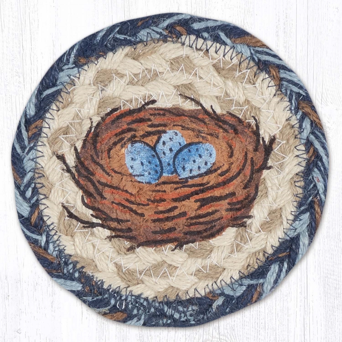Picture of Earth Rug 31-IC9-119BN 5 x 5 in. Bird Nest Printed Braided Coaster, Multi Color