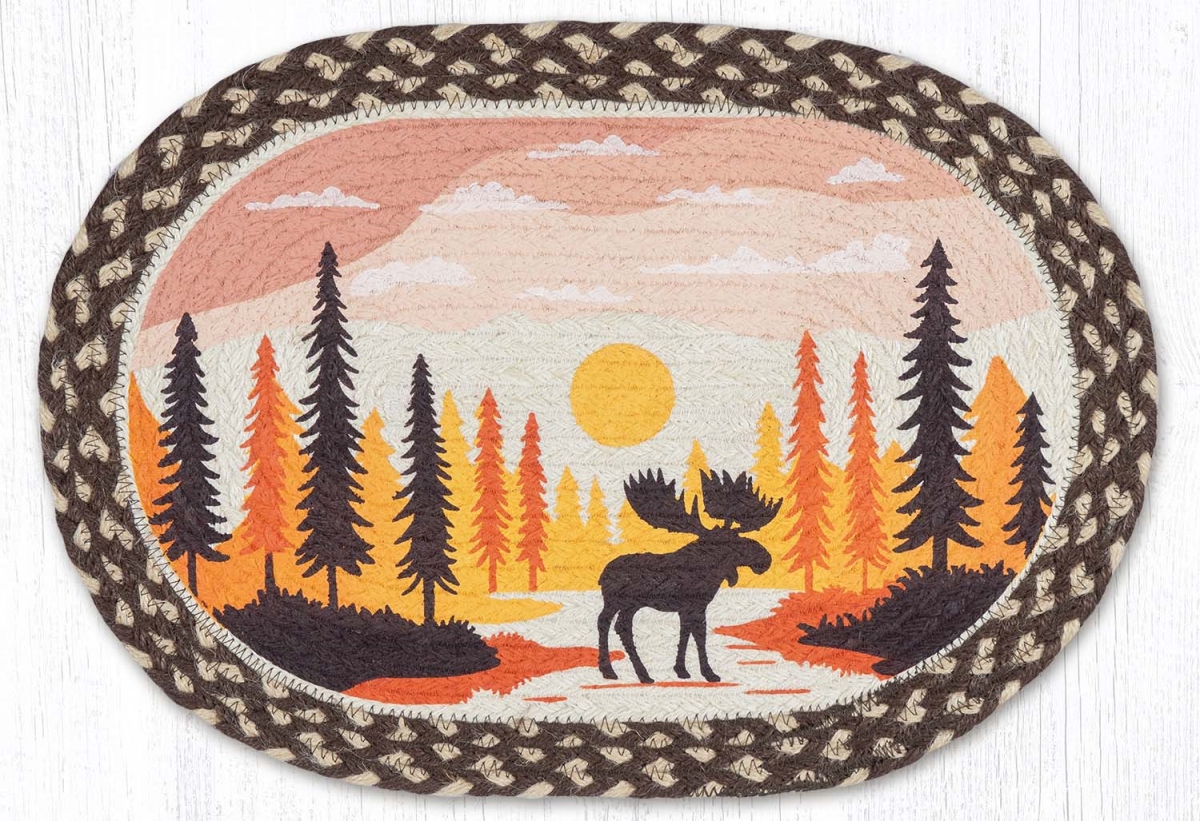 Picture of Earth Rug 48-518MC 13 x 19 in. Moose Crossing Braided Oval Placemat, Multi Color