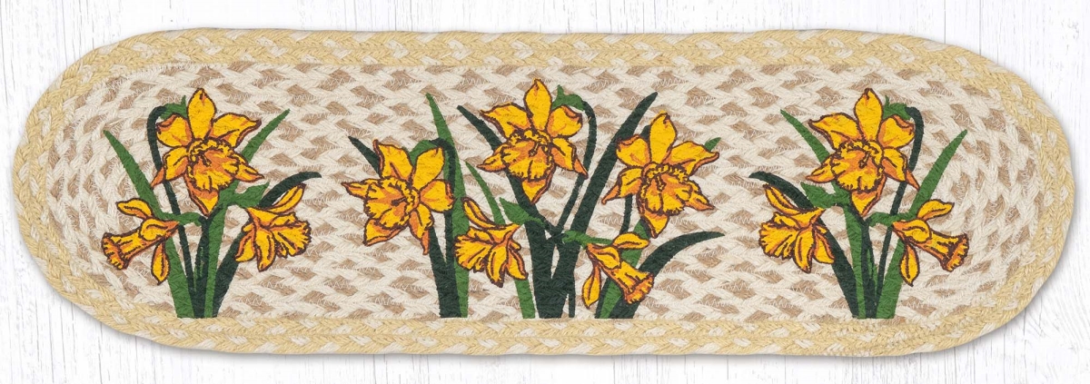 Picture of Earth Rug 49-ST880D 27 x 8.25 in. ST-OP-880 Daffodil Braided Oval Stair Tread Mat&#44; Multi Color