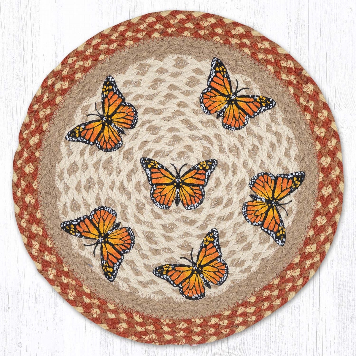 Picture of Earth Rug 57-915M 15 x 15 in. Monarch Printed Braided Round Placemat&#44; Multi Color