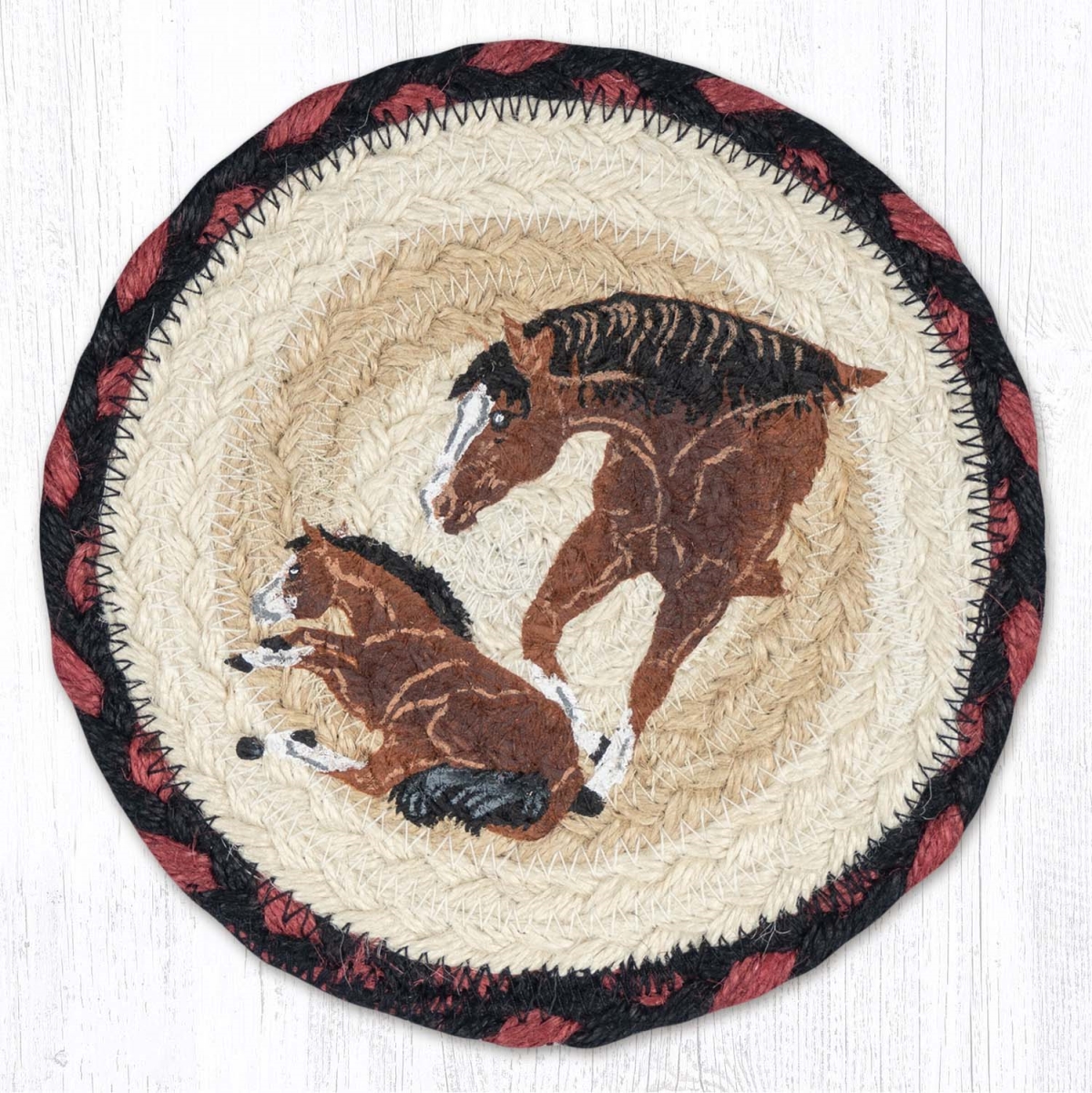 Picture of Earth Rug 79-319MP 7 x 7 in. Mom & Pony Braided Round Large Coaster, Multi Color