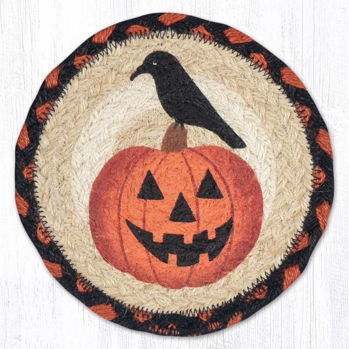 Picture of Earth Rug 79-590CP 7 x 7 in. Crow Pumpkin Braided Round Large Coaster, Multi Color