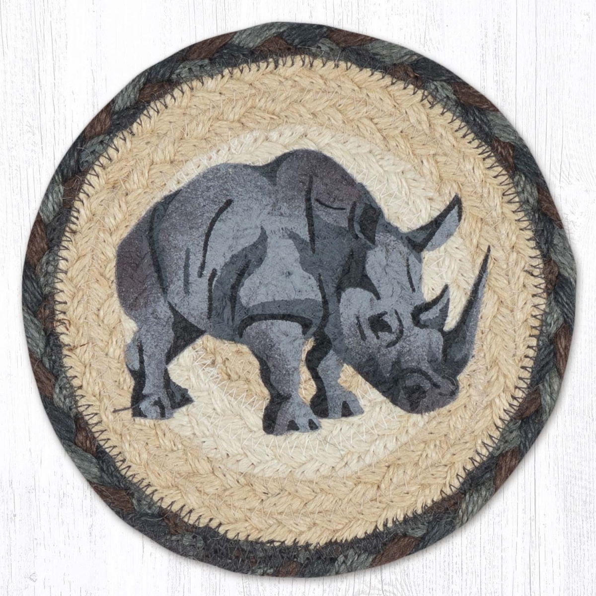 Picture of Earth Rug 79-895R 7 x 7 in. Rhino Braided Round Large Coaster, Multi Color
