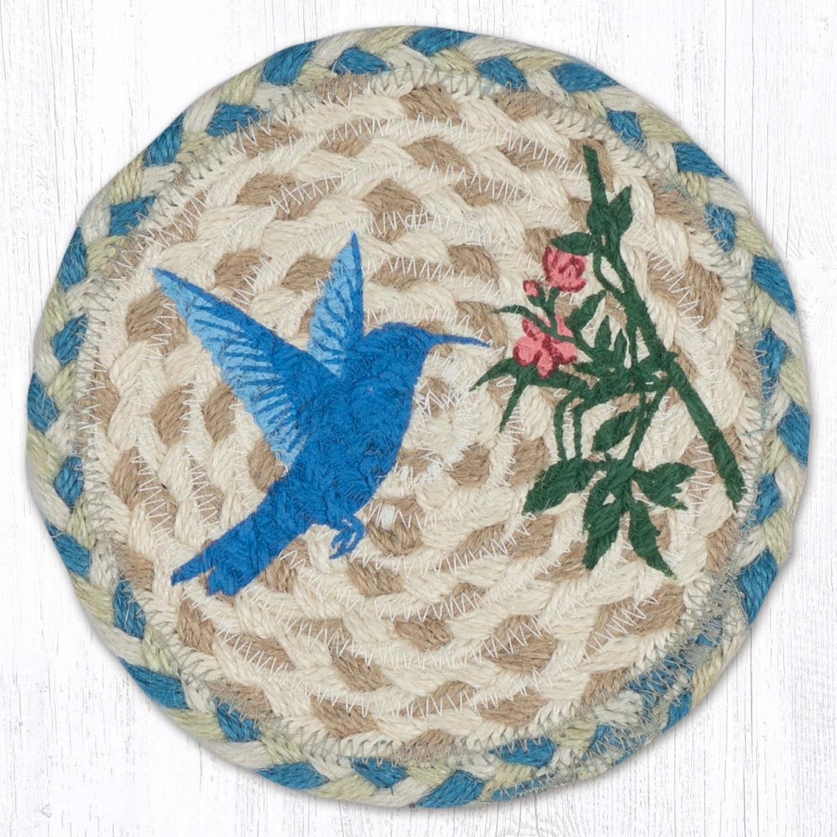 Picture of Earth Rug 79-918H 7 x 7 in. Hummingbird Braided Round Large Coaster&#44; Multi Color