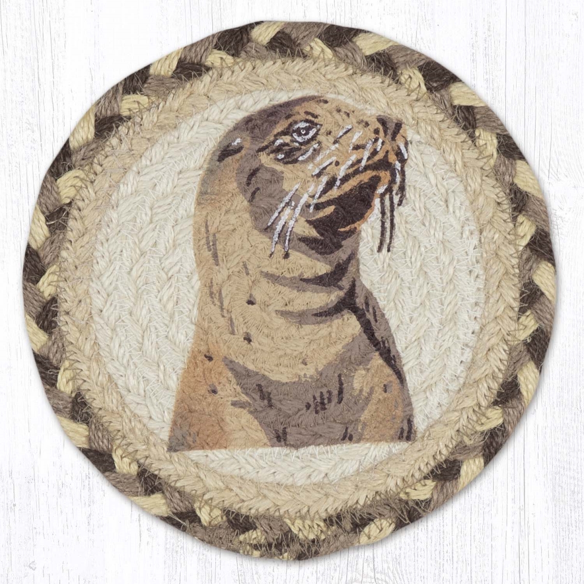 Picture of Earth Rug 79-923SL 7 x 7 in. Sea Lion Braided Round Large Coaster&#44; Multi Color
