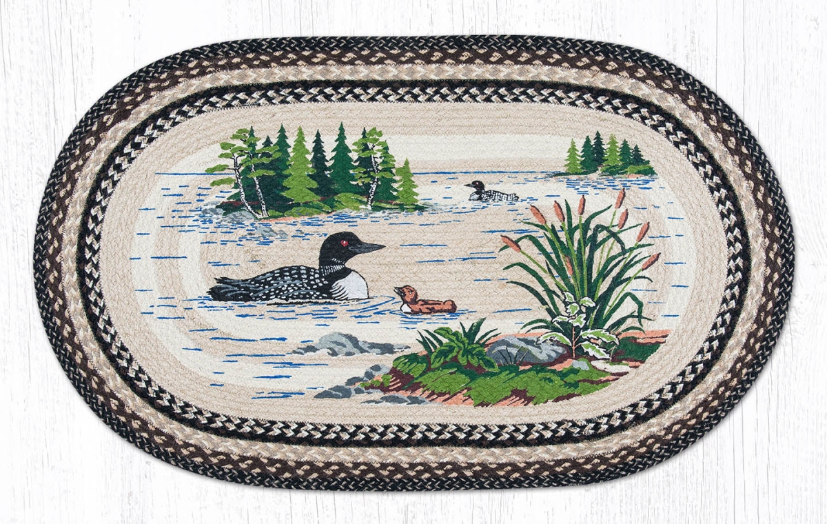 Picture of Earth Rug 88-26-313L 2 x 6 ft. OP-313 Loons Oval Patch Braided Rug