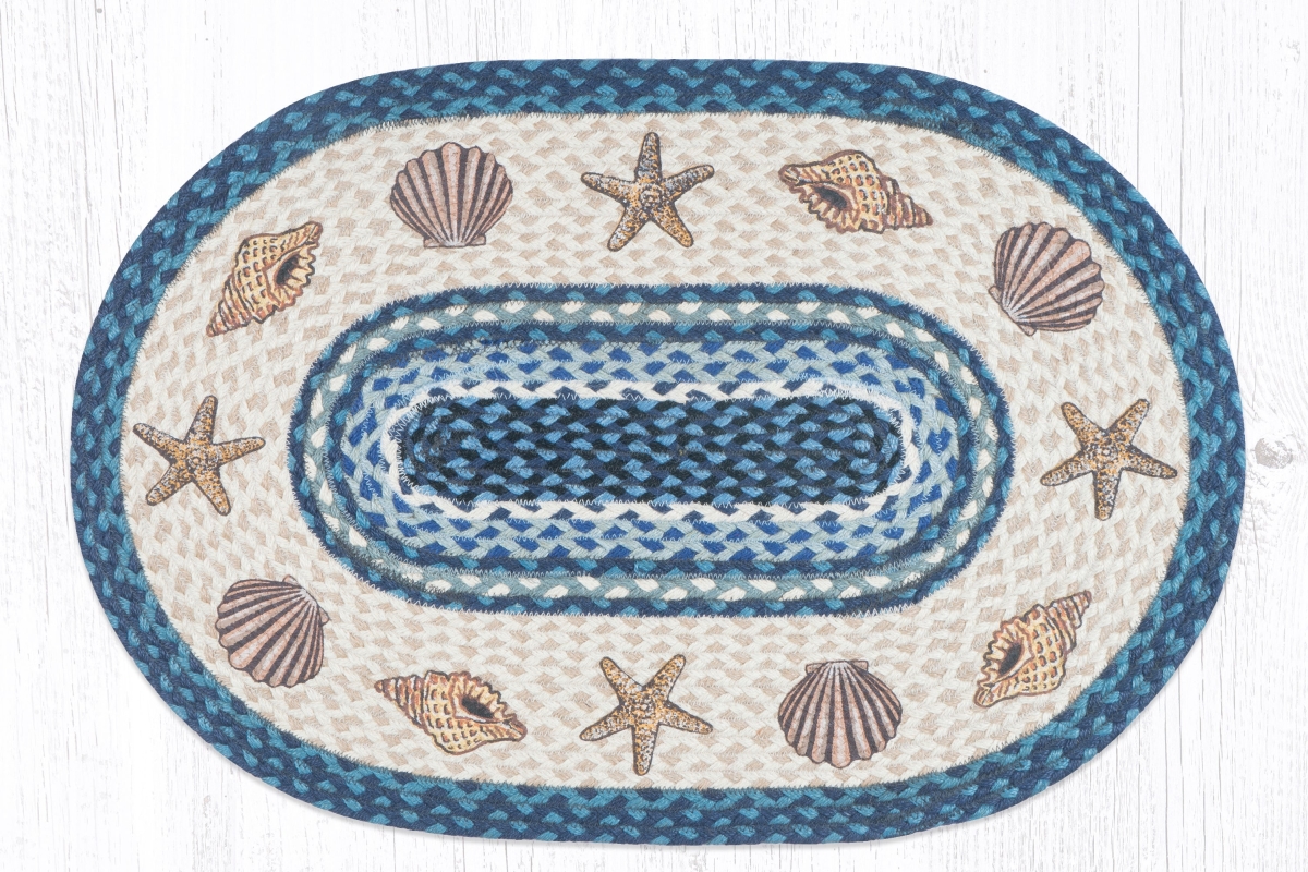 Picture of Earth Rug 88-28-362S 2 x 8 ft. OP-362 Shells Oval Patch Braided Rug