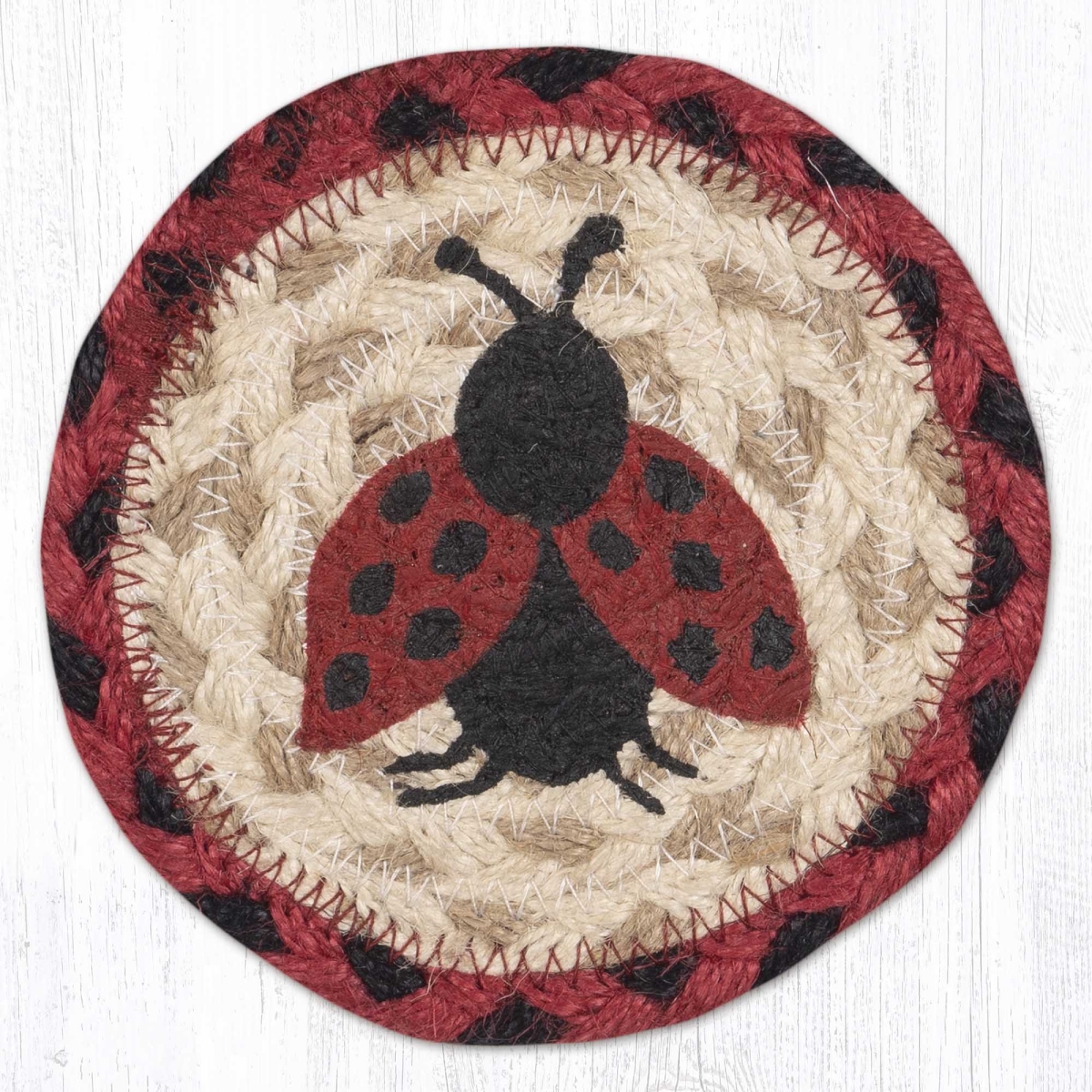 Picture of Earth Rug 31-IC396L 5 x 5 in. Ladybug Printed Braided Coaster, Multi Color