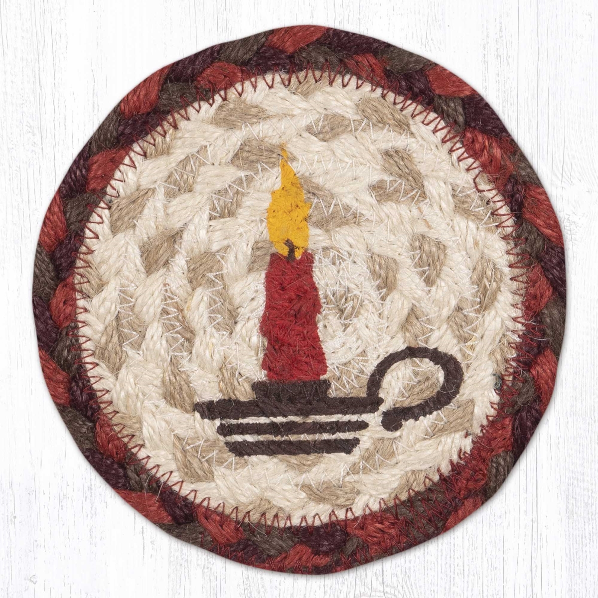 Picture of Earth Rug 31-IC417CC 5 x 5 in. Christmas Candle Printed Braided Coaster, Multi Color