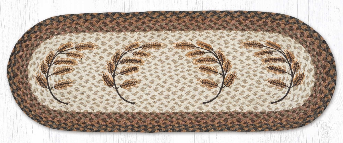 Picture of Earth Rug 68-802GW 13 x 36 in. Golden Wheat Braided Oval Table Runner, Multi Color