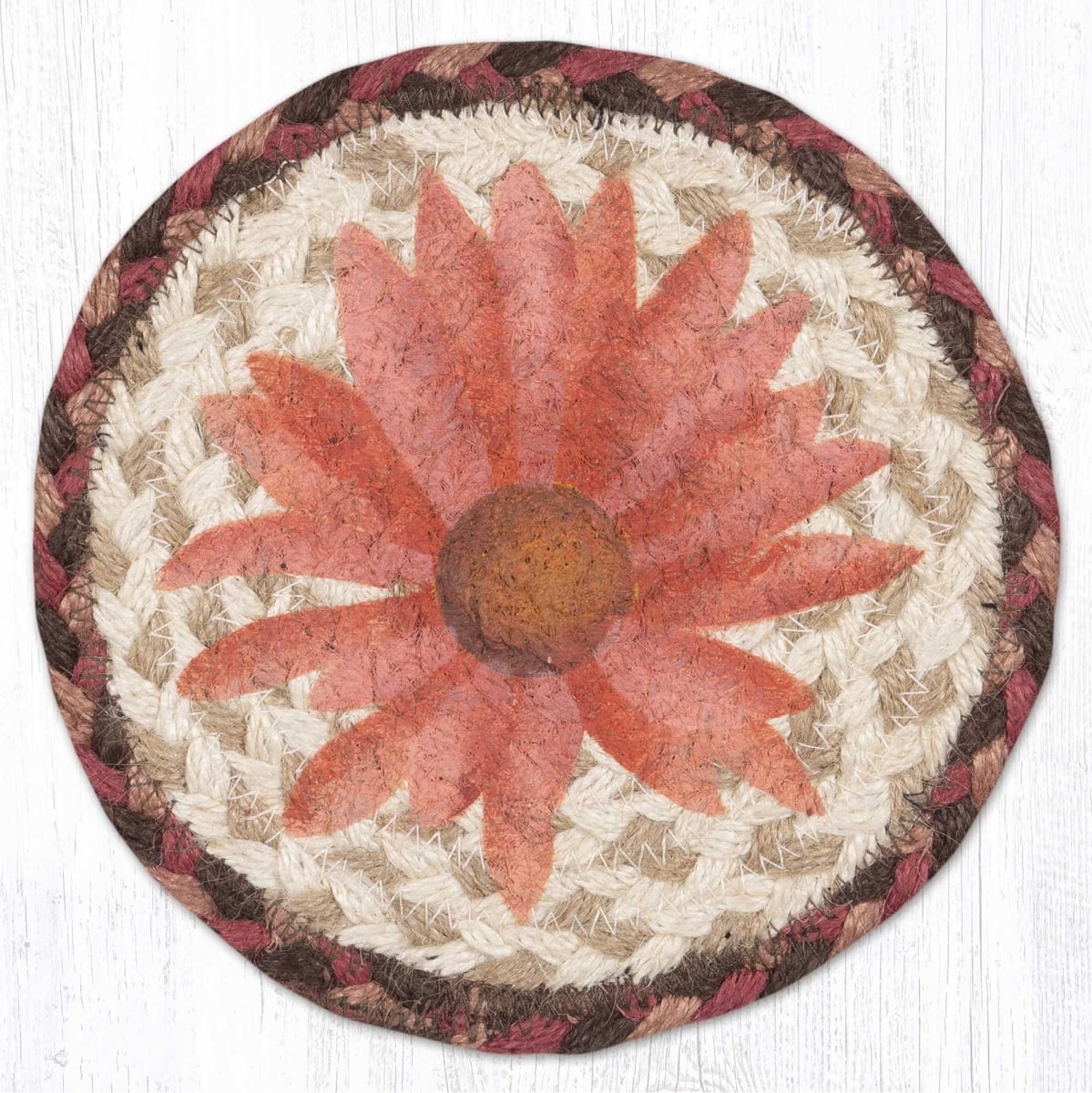 Picture of Earth Rug 79-012GJ 7 x 7 in. Garden Joy Braided Round Large Coaster, Multi Color