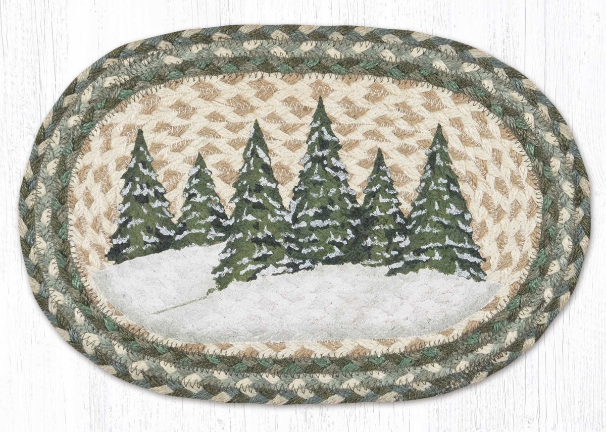81-419HVT 10 x 15 in. MSP-419 Holiday Village Trees Printed Oval Swatch Rug