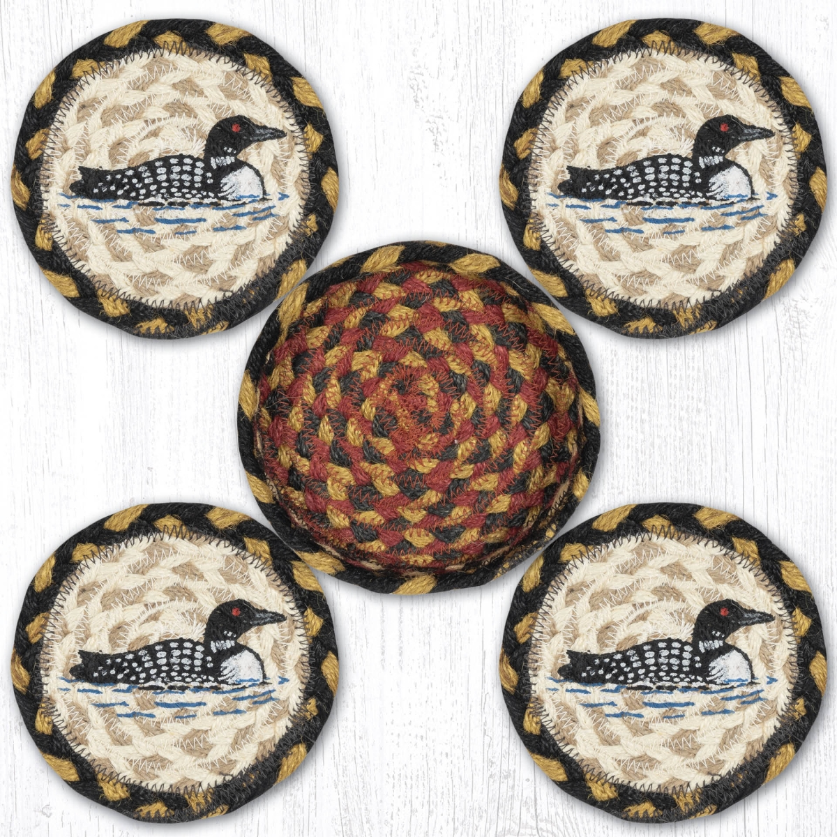 Picture of Earth Rug 29-CB043L 5 x 5 in. CNB-43 Loon Coasters in a Basket