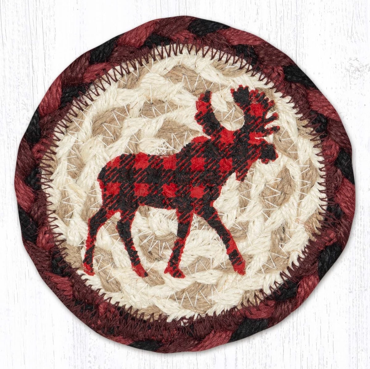 Picture of Earth Rug 31-IC864RPM 5 x 5 in. IC-864 Red Plaid Moose Printed Coaster