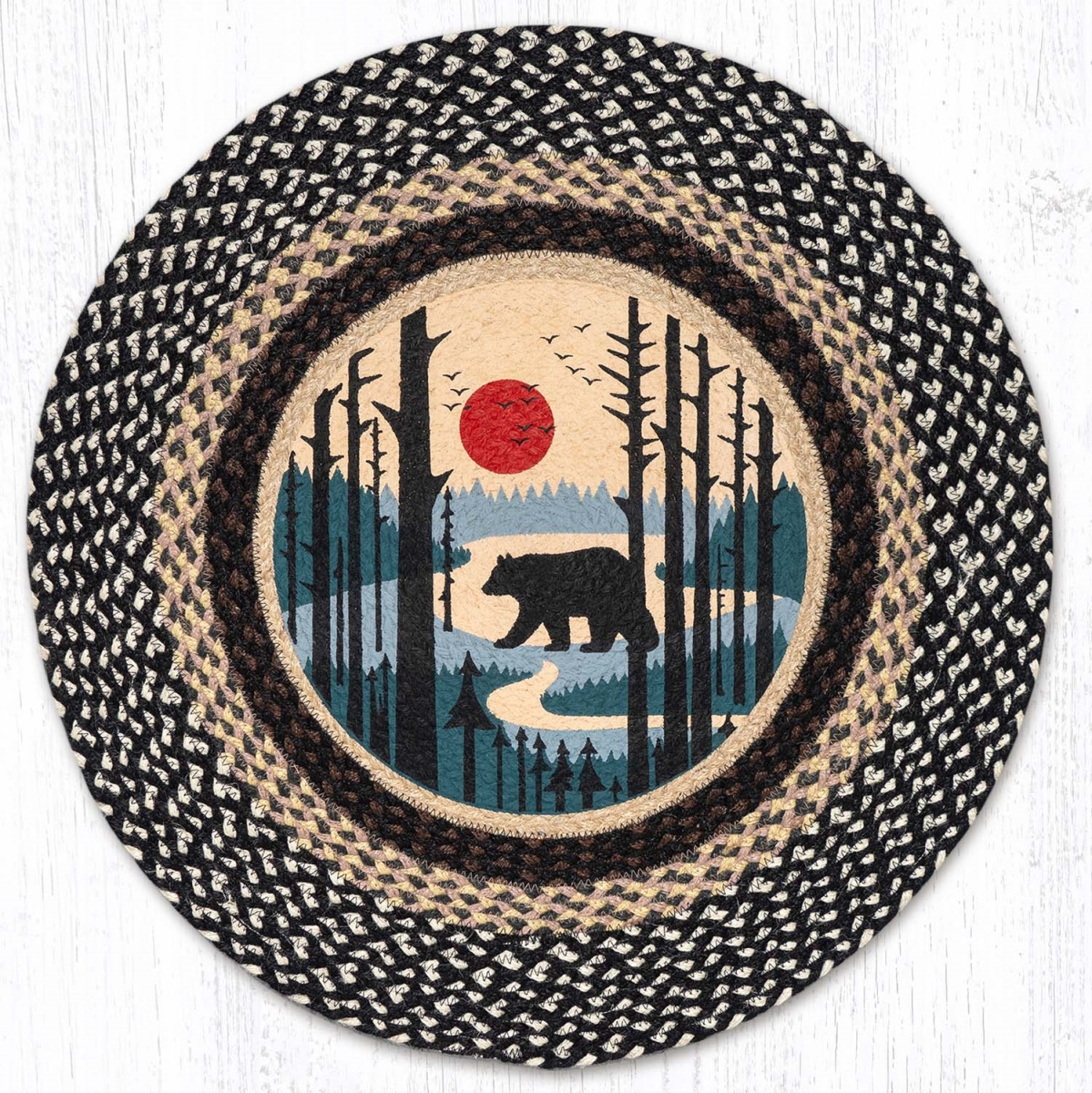 Bear Scene Round Patch Rug - Multi-Color - 27 x 27 in. - Durable Design