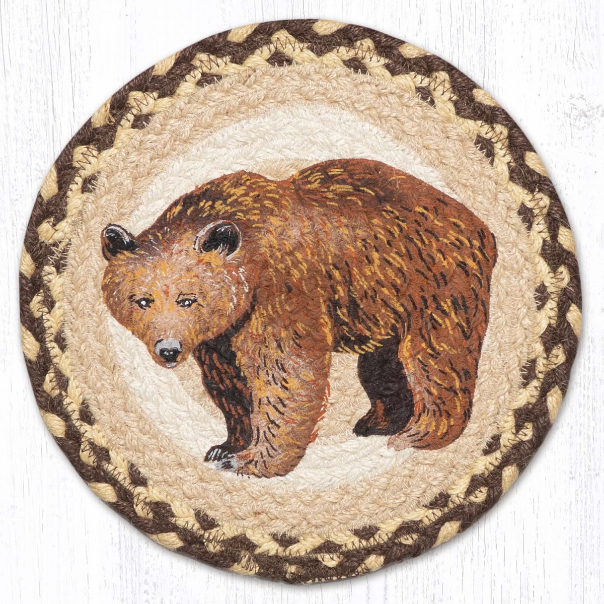 Picture of Earth Rug 80-129GB 10 x 10 in. MSPR-129 Grizzly Bear Printed Round Trivet