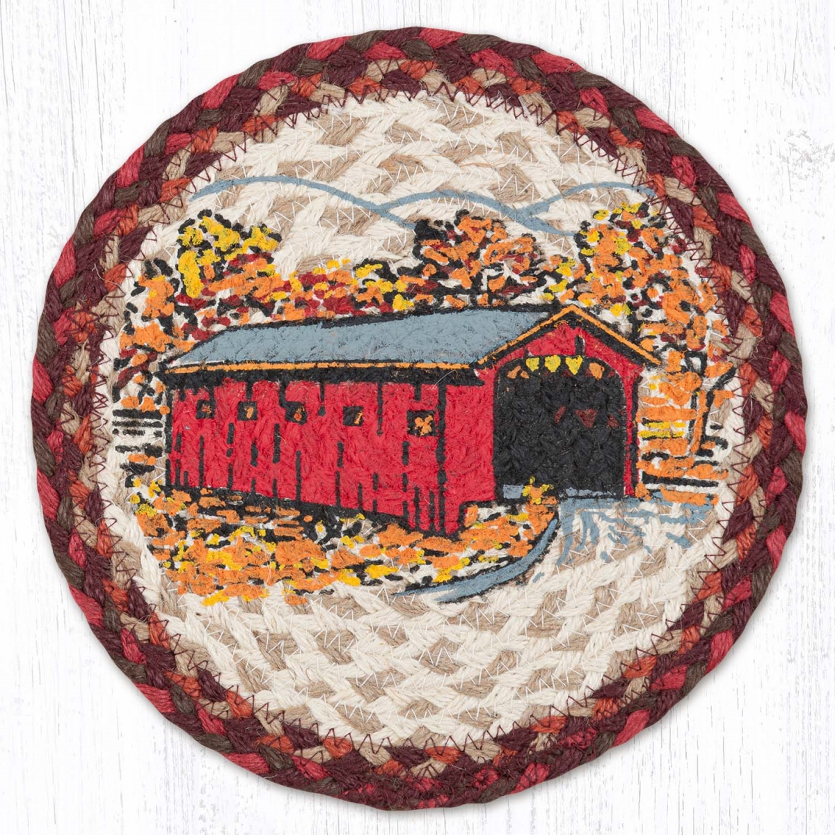 Picture of Earth Rug 80-417CB 10 x 10 in. MSPR-417 Covered Bridge Printed Round Trivet