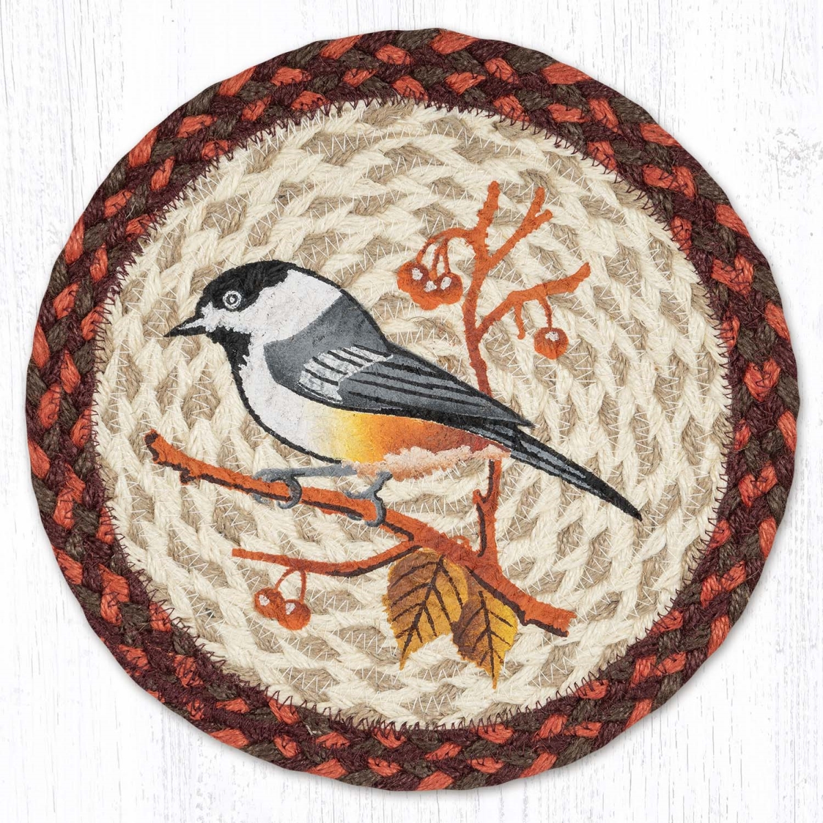 Picture of Earth Rug 80-717WCH 10 x 10 in. MSPR-717 Wildlife Chickadee Printed Round Trivet
