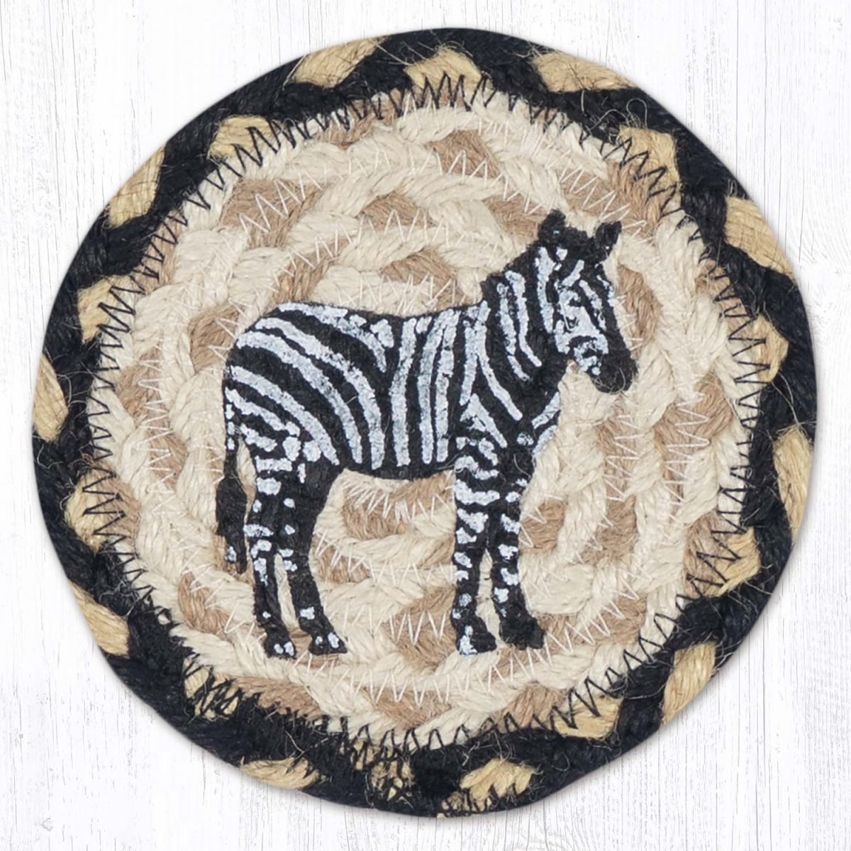 Picture of Earth Rug 31-IC123ZS 5 x 5 in. Zebra Silhouette Printed Braided Coaster, Multi Color
