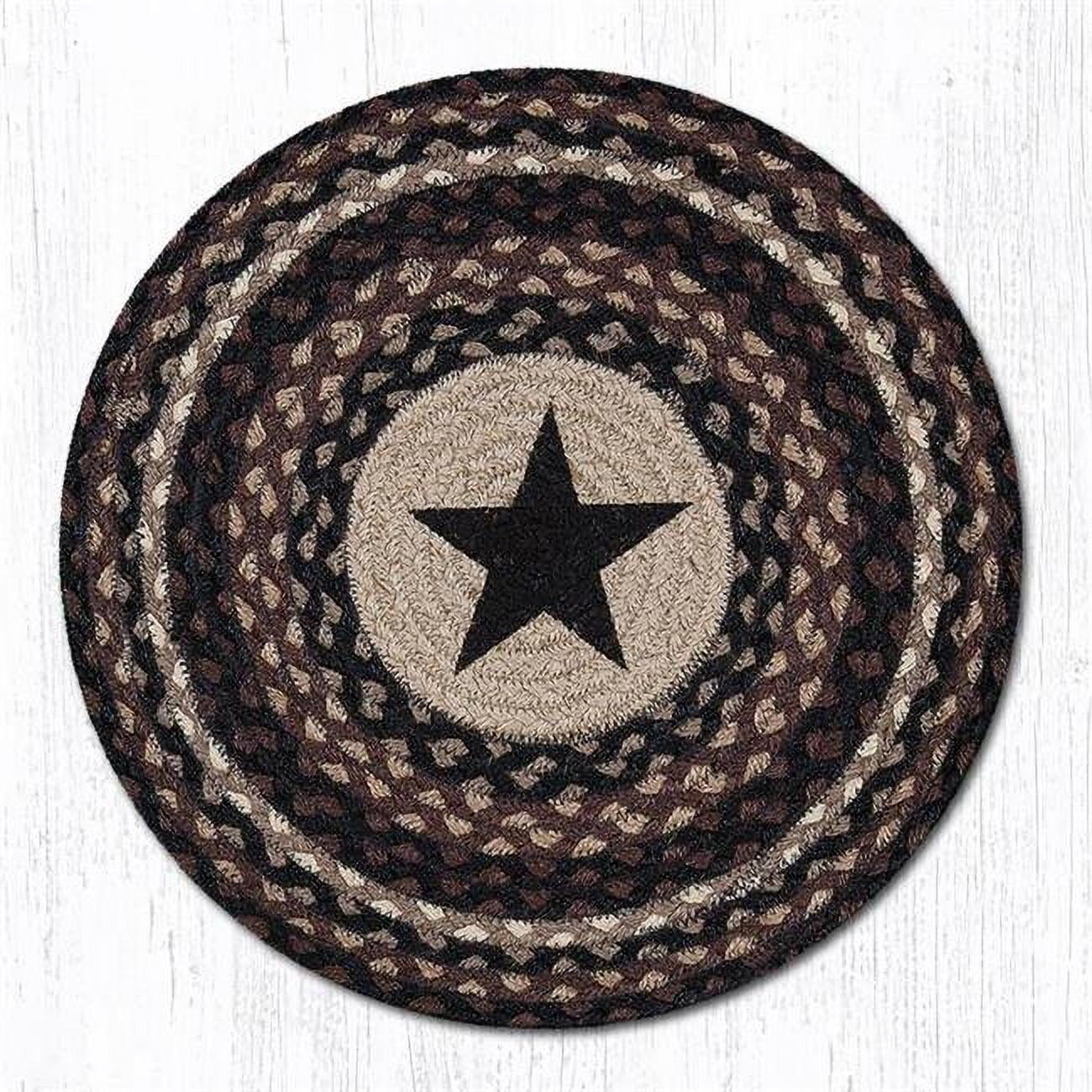 Capitol Importing 57-313BS 15 in. Black Star Round Printed Placemat Rug