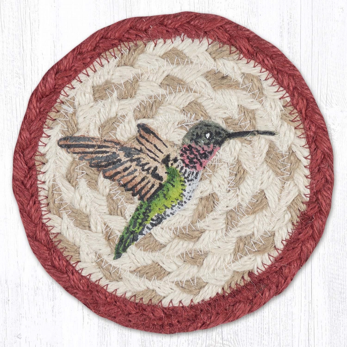 Picture of Earth Rug 31-IC504H 5 x 5 in. Hummingbird Printed Braided Coaster, Multi Color