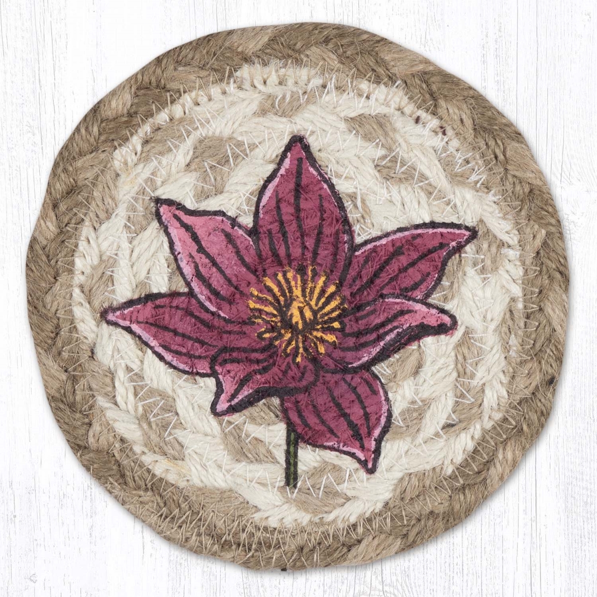 Picture of Earth Rug 31-IC776LI 5 x 5 in. Lily Printed Braided Coaster, Multi Color